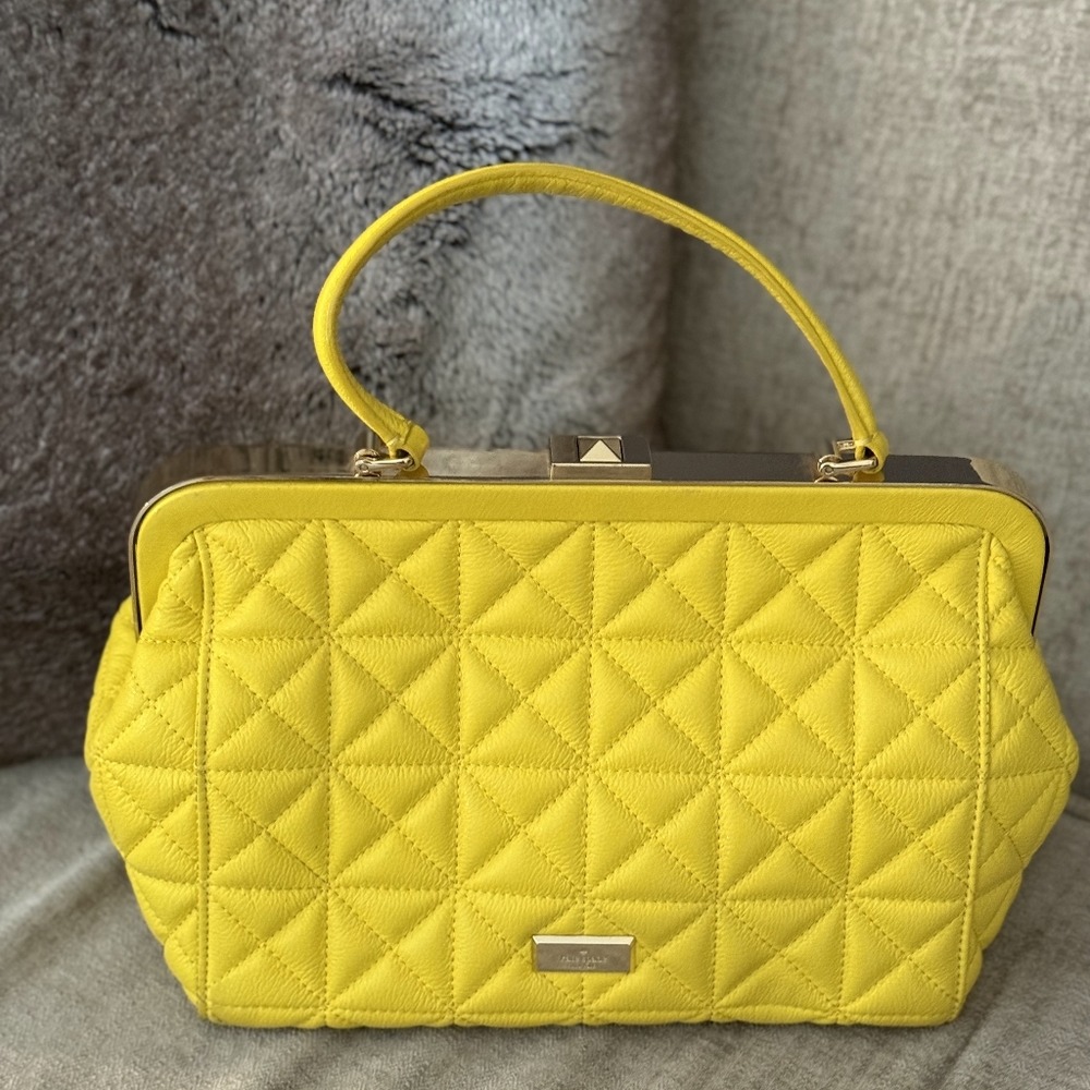 Yellow Quilted Top-Handle Women’s Bag - Picture 4 of 8